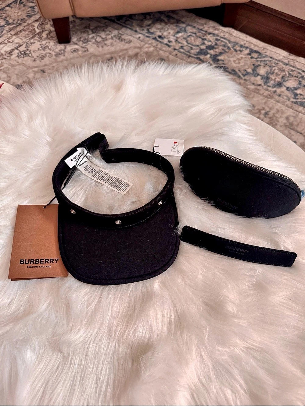 New Burberry Black Visor Set NWT